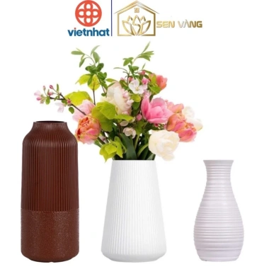 Bình cắm hoa nhựa VIỆT NHẬT giả gốm cứng - Trang trí bàn thờ, phòng khách, chỉ 19.900đ