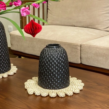 Bình chuông gốm Ghome phủ men nâu đen bóng, cao cấp, dùng làm bình cắm hoa tết trang trí, giá chỉ 707.800 VND 9