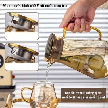 Bình Cốc Thủy Tinh Cao Cấp Kèm Khay và Giá Úp Cốc - Bộ 2 Cốc Giá Ưu Đãi 130k