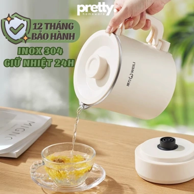 Bình điện đun nước siêu tốc mini 800ml gấp gọn, giữ nhiệt, tiện du lịch