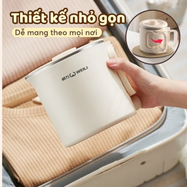 Bình điện đun nước siêu tốc mini 800ml gấp gọn, giữ nhiệt, tiện du lịch