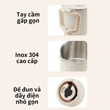 Bình điện đun nước siêu tốc mini 800ml gấp gọn, giữ nhiệt, tiện du lịch 9 Bình điện đun nước siêu tốc mini 800ml gấp gọn, giữ nhiệt, tiện du lịch 9