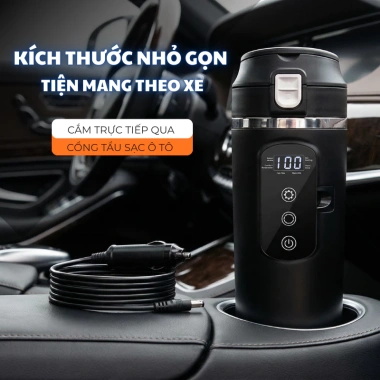Bình Đun Nước Ô Tô 12V/24V 500ml Đun Sôi 100°C Pha Trà, Sữa, Cafe, Mì, Giữ Nhiệt 4