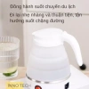 Bình đun nước siêu tốc 600ml gấp gọn silicon dày, đĩa lót thép 304 giữ nhiệt, chỉ 155k 2