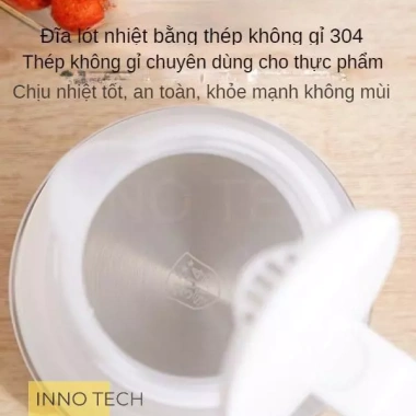 Bình đun nước siêu tốc 600ml gấp gọn silicon dày, đĩa lót thép 304 giữ nhiệt, chỉ 155k