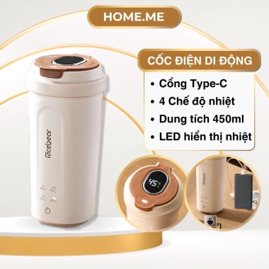 Bình đun nước Type C siêu tốc mini 450ml - Hiển thị nhiệt độ, tự ngắt khi sôi, kèm túi du lịch gọn nhẹ - 470k