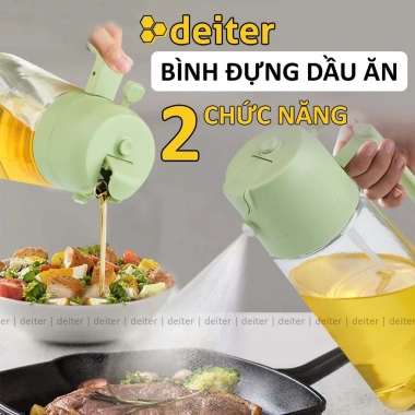 Bình Đựng Dầu Ăn 2 Chức Năng Rót & Xịt Thủy Tinh DEITER Có Quai Cầm Giá 28.000 VND