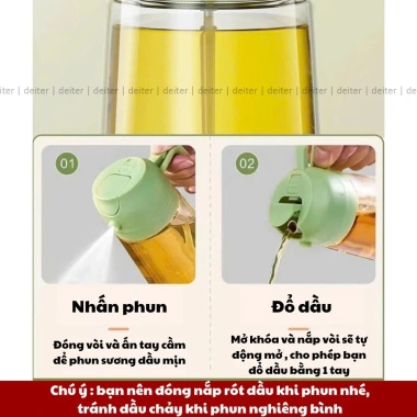 Bình Đựng Dầu Ăn 2 Chức Năng Rót & Xịt Thủy Tinh DEITER Có Quai Cầm Giá 28.000 VND