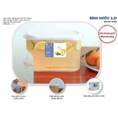 Bình đựng nước 3,5L nhựa Việt Nhật có vòi rót tiện lợi - Đựng trà, nước trái cây, cho tủ lạnh, giá chỉ 38.000 VND 6 Bình đựng nước 3,5L nhựa Việt Nhật có vòi rót tiện lợi - Đựng trà, nước trái cây, cho tủ lạnh, giá chỉ 38.000 VND 6