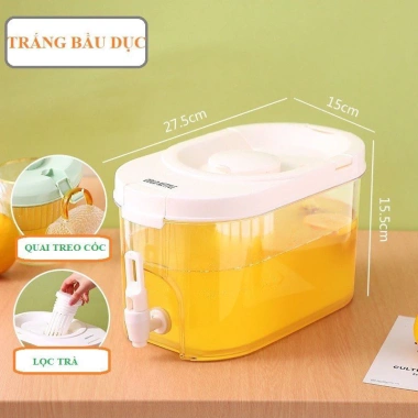 Bình đựng nước 3,9L cao cấp, có vòi thông minh phù hợp tủ lạnh, giá ưu đãi 145.000₫ 4 Bình đựng nước 3,9L cao cấp, có vòi thông minh phù hợp tủ lạnh, giá ưu đãi 145.000₫ 4