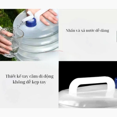 Bình đựng nước gấp gọn 3 size 5-10-15 lít - siêu tiện lợi cho du lịch và dã ngoại 3