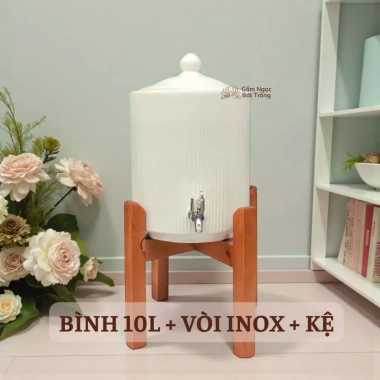 Bình đựng nước inox 10 lít – Gốm Bát Tràng, sứ sang trọng, chỉ 600.000₫