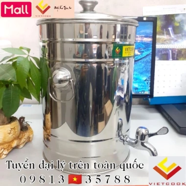 Bình đựng nước inox 304 10-25 lít VIETCOOK: vòi cao cấp, chỉ 466.000₫
