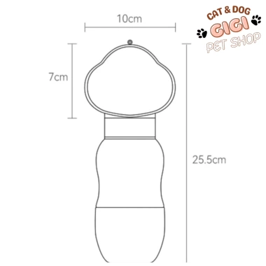 Bình đựng nước & thức ăn 550ml cho cún mèo - Du lịch, dạo ngoài trời