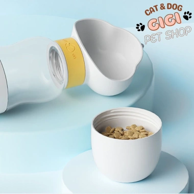 Bình đựng nước & thức ăn 550ml cho cún mèo - Du lịch, dạo ngoài trời