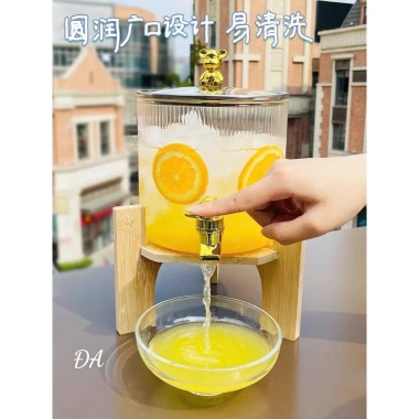 Bình đựng nước thủy tinh có vòi, đế gỗ, nắp gấu - dung tích 2.300ml/2.200ml, giảm còn 200.000 VND