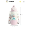 Bình giữ nhiệt Happy 500ml cho bé đi học - Họa tiết động vật 3D, dây đeo, cốc dưới đáy, giảm giá 135k 7
