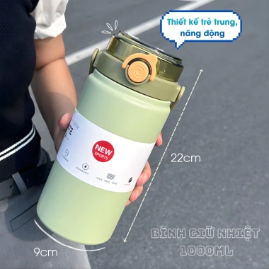 Bình giữ nhiệt thép không gỉ dung tích lớn, hai vòi, di động - chỉ 136k