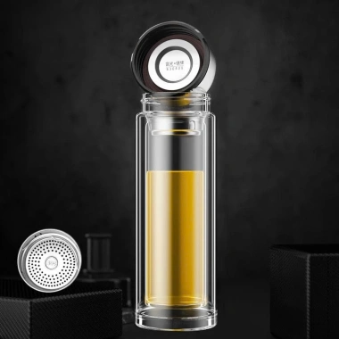 Bình giữ nhiệt thuỷ tinh 2 lớp cao cấp chịu nhiệt cực tốt nắp 304 lõi lọc trà