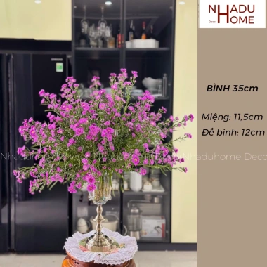 Bình hoa Bắc Âu pha lê đế đồng 24-35cm, đựng nước - Quà tặng Lốt 244.999₫