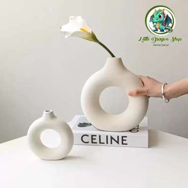 Bình Hoa Decor Nhựa Giả Gốm Sang Trọng - Thiết Kế Tối Giản, Lọ Để Bàn Trang Trí