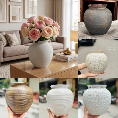 Bình hoa gốm sứ Bát Tràng dạng tròn có hoà tốc - Giá chỉ 99.000đ, giảm mạnh