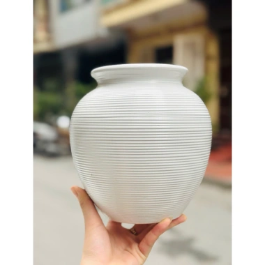 Bình hoa gốm sứ Bát Tràng dạng tròn có hoà tốc - Giá chỉ 99.000đ, giảm mạnh 10