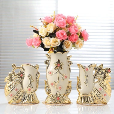 Bình Hoa Gốm Sứ Cao Cấp Phong Cách Châu Âu - Tặng Miếng Lót, Trang Trí Phòng Khách & Bàn Trà 6