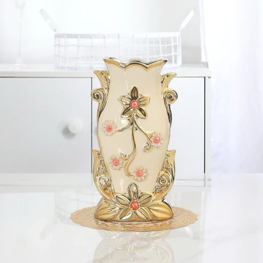 Bình Hoa Gốm Sứ Cao Cấp Phong Cách Châu Âu - Tặng Miếng Lót, Trang Trí Phòng Khách & Bàn Trà 10