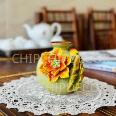 Bình hoa gốm sứ Mini hút lộc đắp nổi - Trang trí cắm hoa, decor xinh, giảm giá 125k