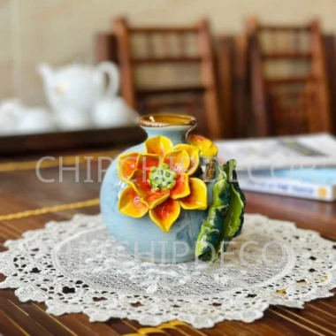 Bình hoa gốm sứ Mini hút lộc đắp nổi - Trang trí cắm hoa, decor xinh, giảm giá 125k