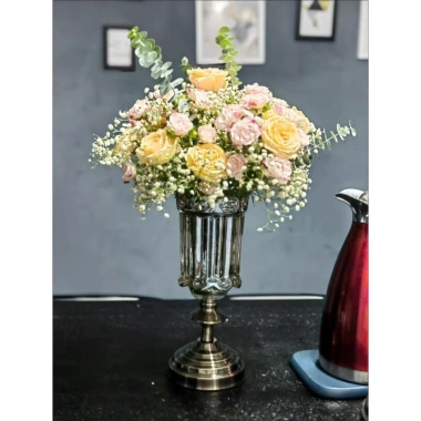 Bình hoa thủy tinh chân cao đế kim sang trọng, siêu đẹp – Giá ưu đãi 225.000₫ 5