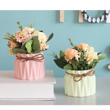 Bình hoa tú cầu phong cách Bắc Âu hoa giả kèm chậu sứ, giảm giá 20% chỉ 64.000₫