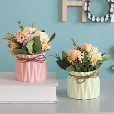 Bình hoa tú cầu phong cách Bắc Âu hoa giả kèm chậu sứ, giảm giá 20% chỉ 64.000₫