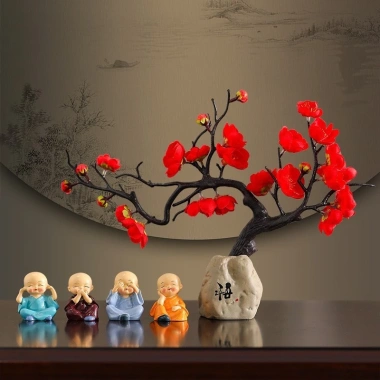 Bình lọ hoa hình tảng đá, hoa đào trang trí bàn kệ phòng khách - Giá ưu đãi 190.000đ