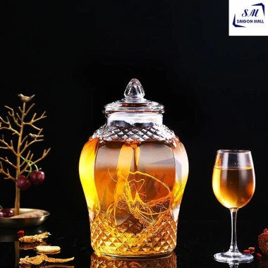 Bình ngâm rượu thủy tinh kim cương 8.833-6L có van và không van - Giá chỉ 187.110₫