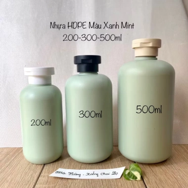 Bình nhựa HDPE 200-500ml Xanh Mint - Đựng kem, lotion, dầu gội, sữa tắm - Chai mỹ phẩm, 11.200 VND