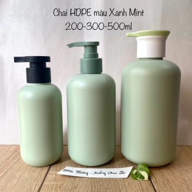 Bình nhựa HDPE 200-500ml Xanh Mint - Đựng kem, lotion, dầu gội, sữa tắm - Chai mỹ phẩm, 11.200 VND