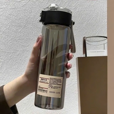 Bình nhựa ZADU Muji trong suốt 350ml 550ml 800ml – cao cấp, nắp chống tràn, quai silicone – 55.000 VND