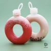 Bình Nước Bánh Donuts 500ml Trẻ Em Silicone Du Lịch Chống Rơi Cốc Tròn Nhựa Quà 3