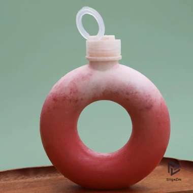 Bình Nước Bánh Donuts 500ml Trẻ Em Silicone Du Lịch Chống Rơi Cốc Tròn Nhựa Quà