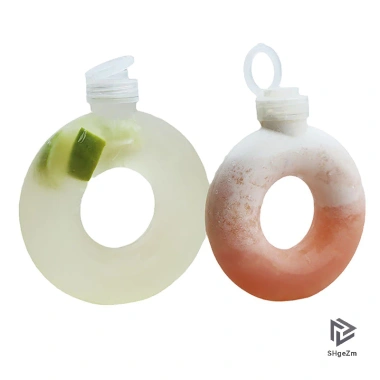 Bình Nước Bánh Donuts 500ml Trẻ Em Silicone Du Lịch Chống Rơi Cốc Tròn Nhựa Quà