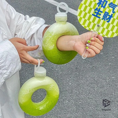 Bình Nước Bánh Donuts 500ml Trẻ Em Silicone Du Lịch Chống Rơi Cốc Tròn Nhựa Quà 7 Bình Nước Bánh Donuts 500ml Trẻ Em Silicone Du Lịch Chống Rơi Cốc Tròn Nhựa Quà 7