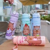 Bình nước Capybara hoạt hình 800ml nhựa, ống hút, dung tích lớn cho thể thao và du lịch ngoài trời mới