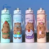 Bình nước Capybara hoạt hình 800ml nhựa, ống hút, dung tích lớn cho thể thao và du lịch ngoài trời mới 2