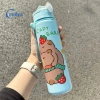 Bình nước Capybara hoạt hình 800ml nhựa, ống hút, dung tích lớn cho thể thao và du lịch ngoài trời mới 7