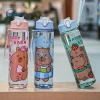 Bình nước Capybara hoạt hình 800ml nhựa, ống hút, dung tích lớn cho thể thao và du lịch ngoài trời mới 8