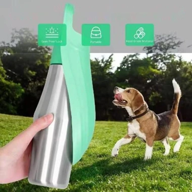Bình nước chó TIEZI 750ml Bát 2 trong 1 thép không gỉ, dung tích lớn, không rò rỉ