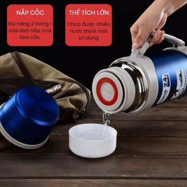 Bình nước đạp xe giữ nhiệt cao cấp KAIMONO inox 1.2L, dây đeo du lịch, phượt 3
