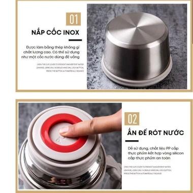 Bình nước đạp xe giữ nhiệt cao cấp KAIMONO inox 1.2L, dây đeo du lịch, phượt 4